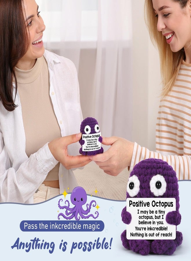 BdayPtion Mini Octopus Positive Crochet Animals Birthday Gifts for Women Men, Boss Day Gifts, Halloween Christmas Stocking Stuffer Gift for Teens, Mental Health Emotional Cheer Up Support Cute Stuff Octopus - Image 4